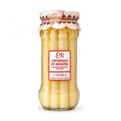 Espárrago extra 8/12 GRUESO OSÉS frasco 325 gr Peso Neto. Denominación de Origen de Navarra